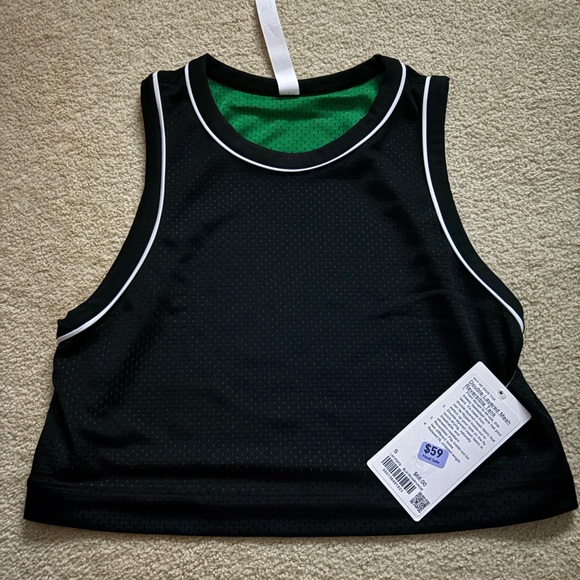 Lululemon Double Layered Mesh reversible tank top NWT Black/Raceway Green S - Picture 1 of 7